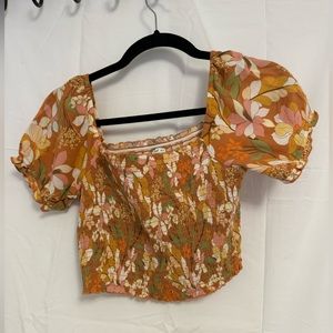 American Eagle Smocked Puff Sleeve Crop Top BNWOT